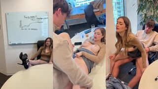 Employee leaked video of Bronwin Aurora getting fucked hard by her boss in a hot threesome