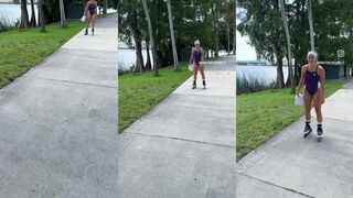 Kirstentoosweet's hot solo session on the ice while wearing a swimsuit