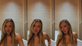 Corinna Kopf's tight blonde pussy gets leaked in the bathroom